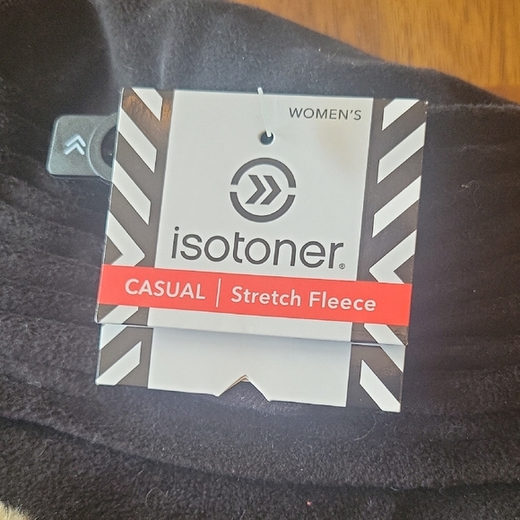 Isotoner Women's Black Stretch Fleece Hat and Gloves - Picture 2 of 6